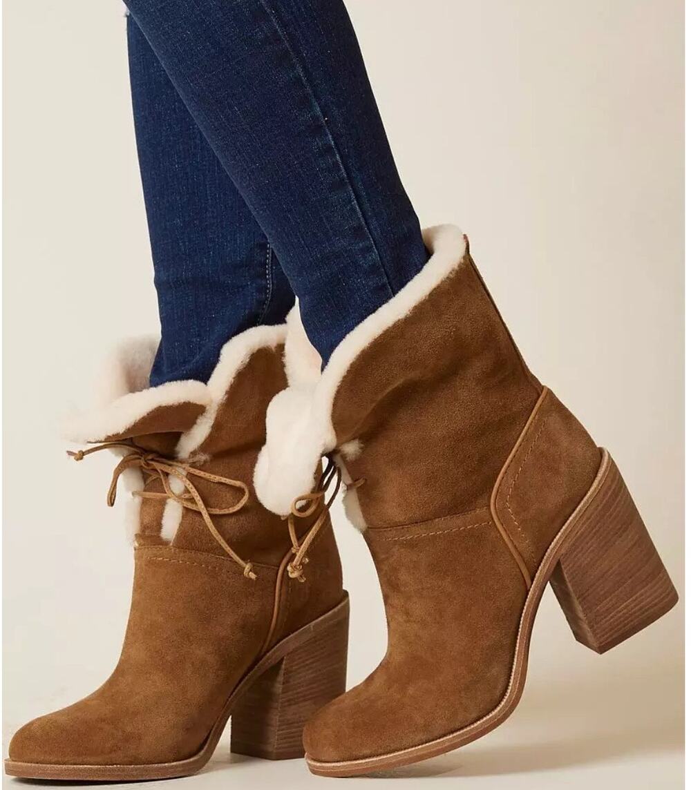 Ugg Womens Jerene Brown Suede Mid-Calf Lace-up Boots Shoes Sz. 7 New